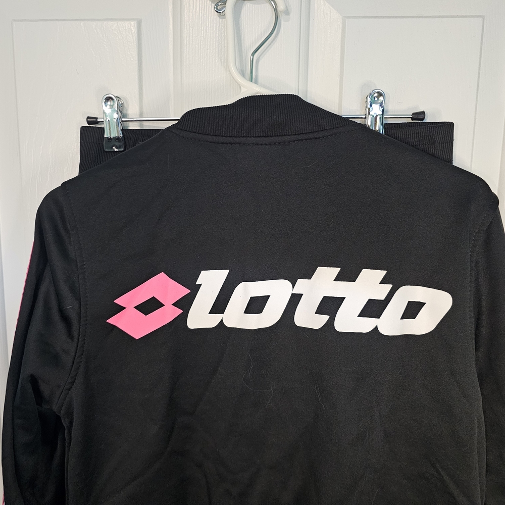 LOTTO Black w/Pink Stripes Track Suit Joggers and Jacket Juniors Size MED